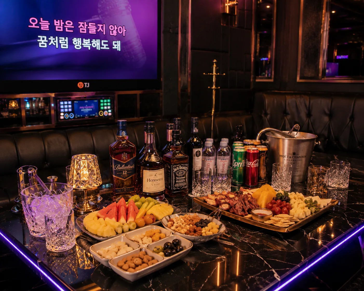 노량진노래방 룸 테이블과 모임 분위기 이미지