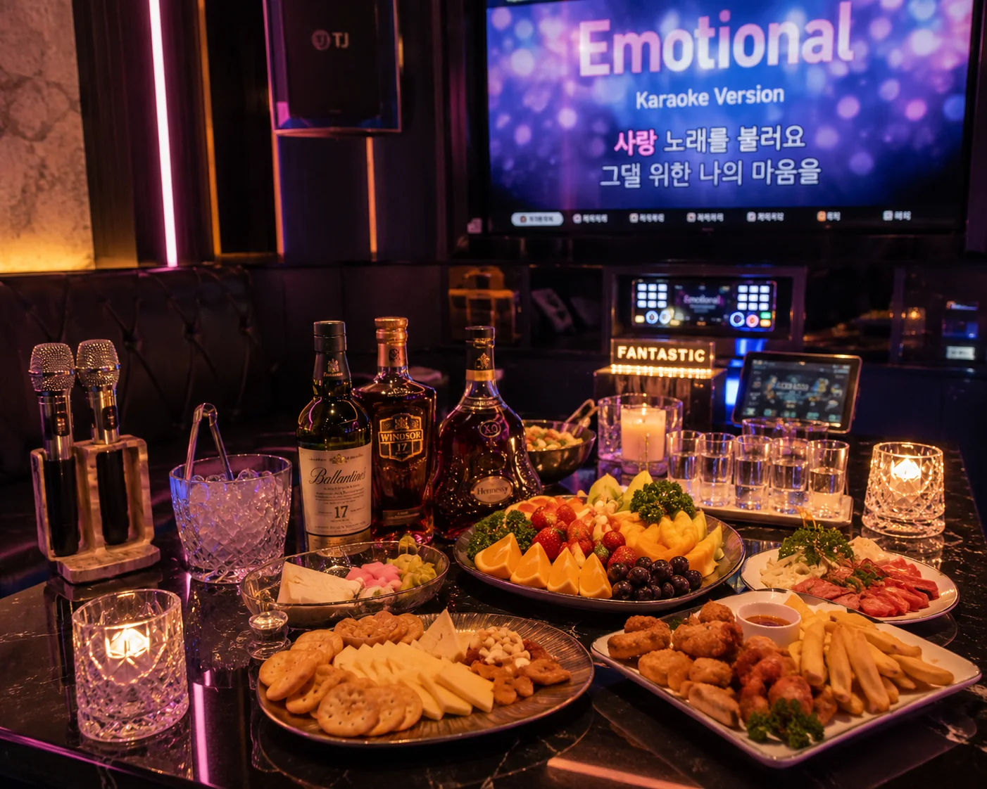 상도노래방 룸 테이블과 모임 분위기 이미지