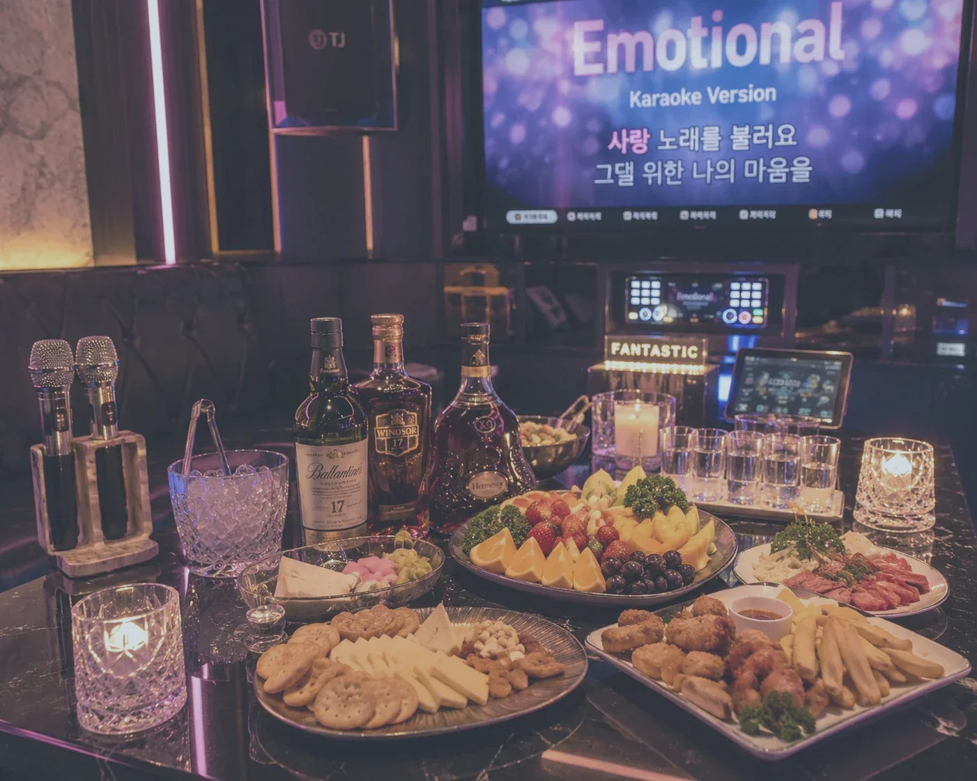 여의도노래방 룸 테이블과 모임 분위기 이미지